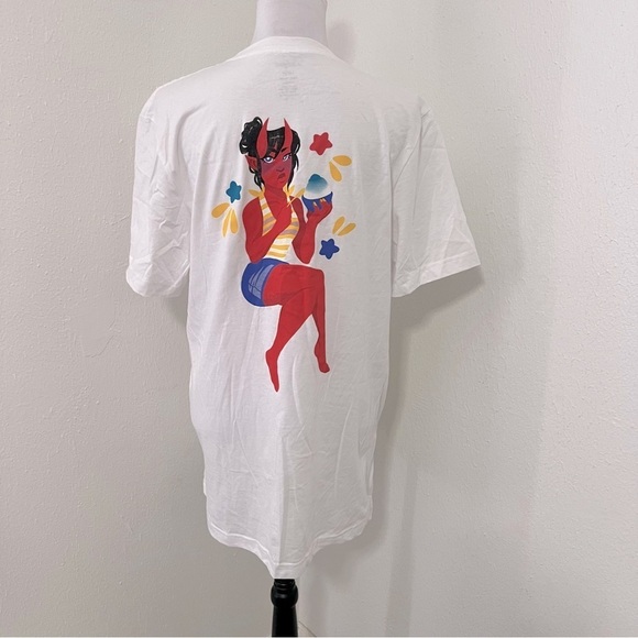 Lechepon Japanese Kakigori Kanji Shaved Ice Dessert Logo Funny Shirt Large NWOT - Picture 4 of 6